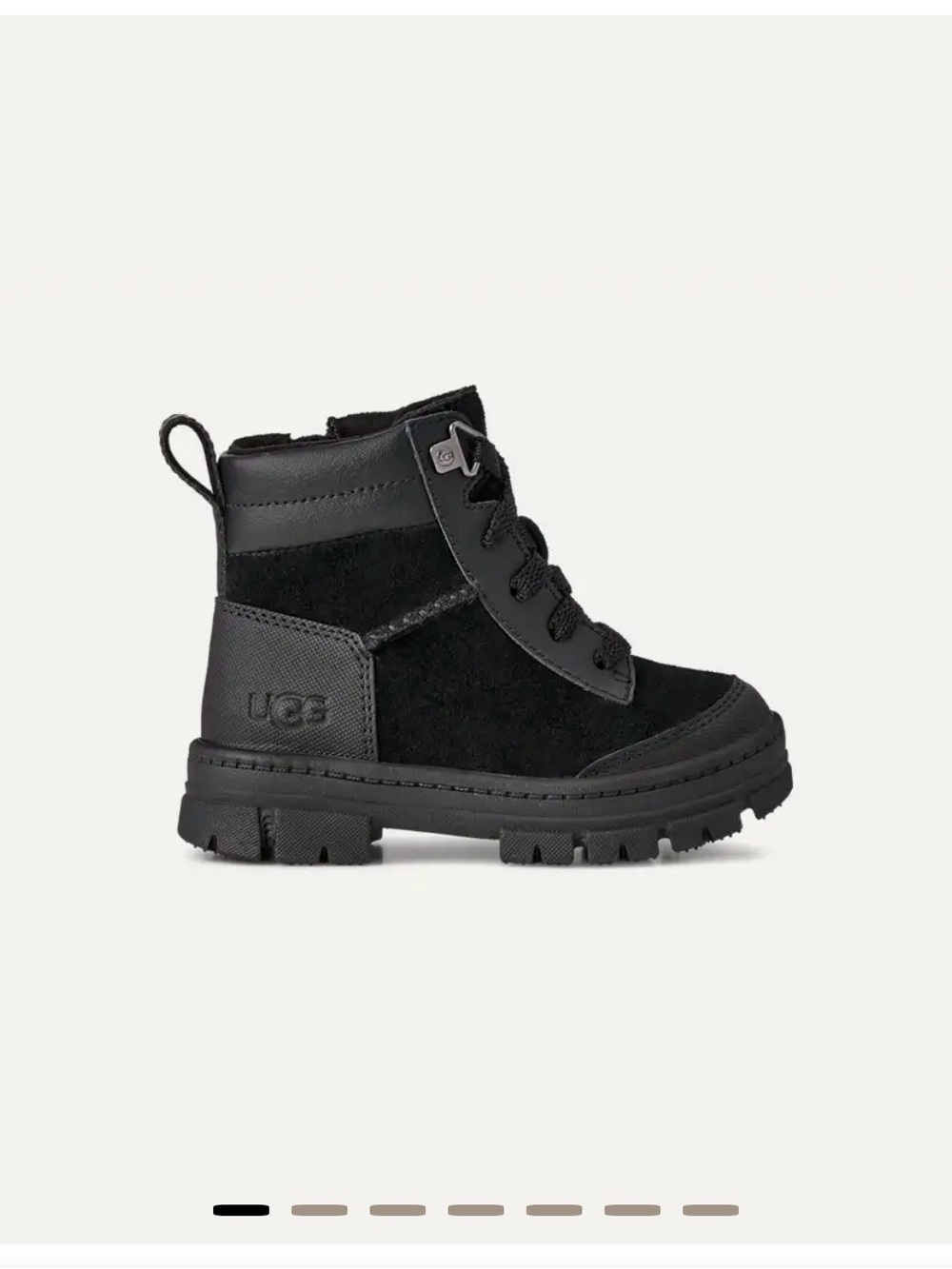UGG Kids Ashton Black Lace-Up Side-Zip Ankle Boots